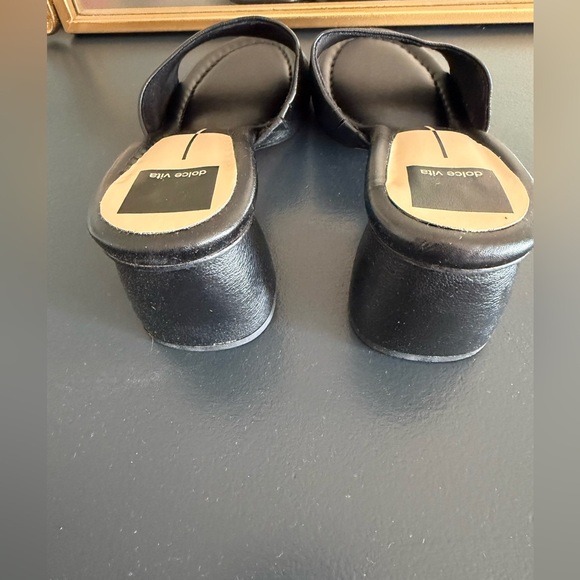 Dolce Vita Black Leather Slide Mules - Picture 5 of 7